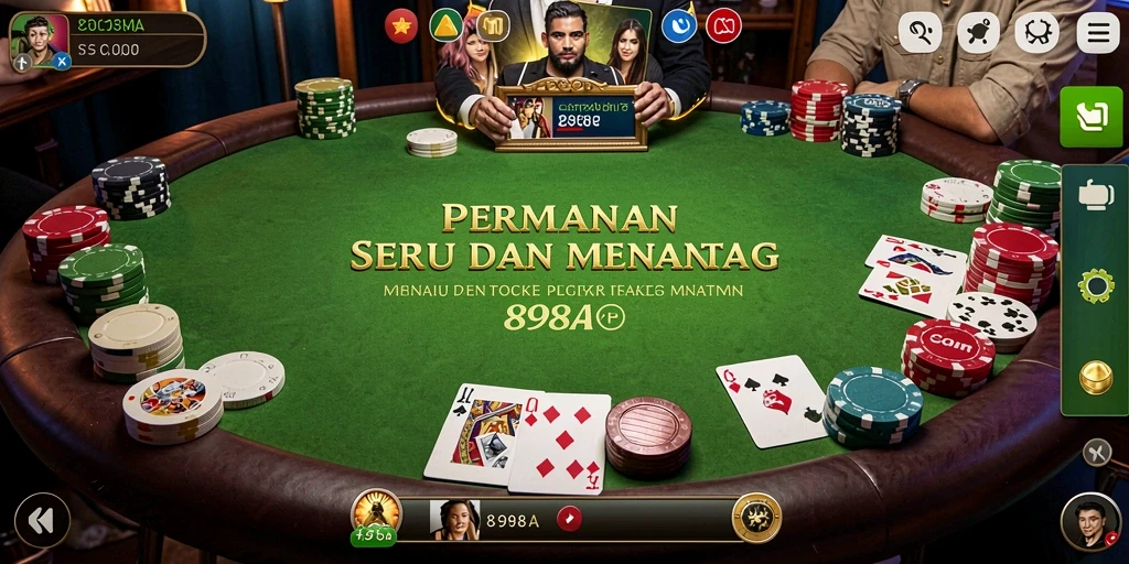 Tampilan gameplay Poker yang memukau dan interaktif.