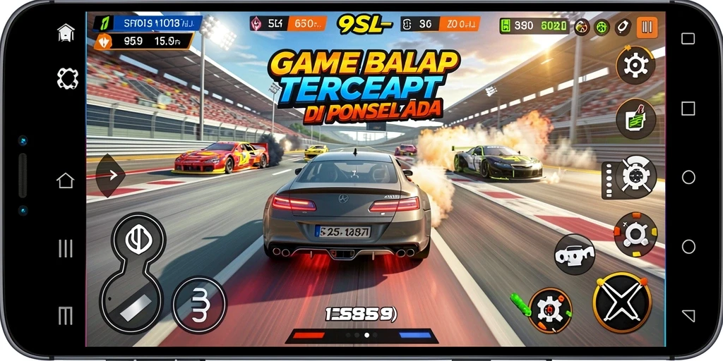 Tampilan gameplay Racing yang menegangkan dan mendebarkan di 9SL.