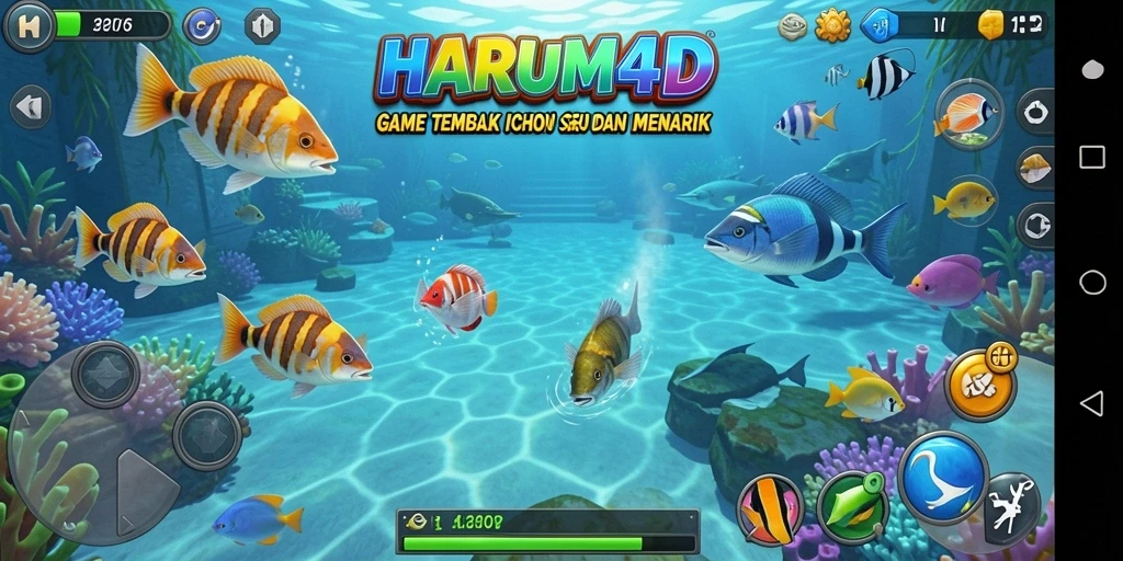 Tampilan gameplay seru saat menembak ikan di HARUM4D.
