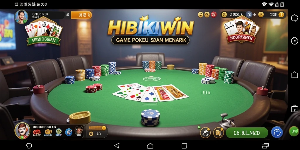 Tampilan gameplay poker yang seru dan interaktif di HIBIKIWIN.