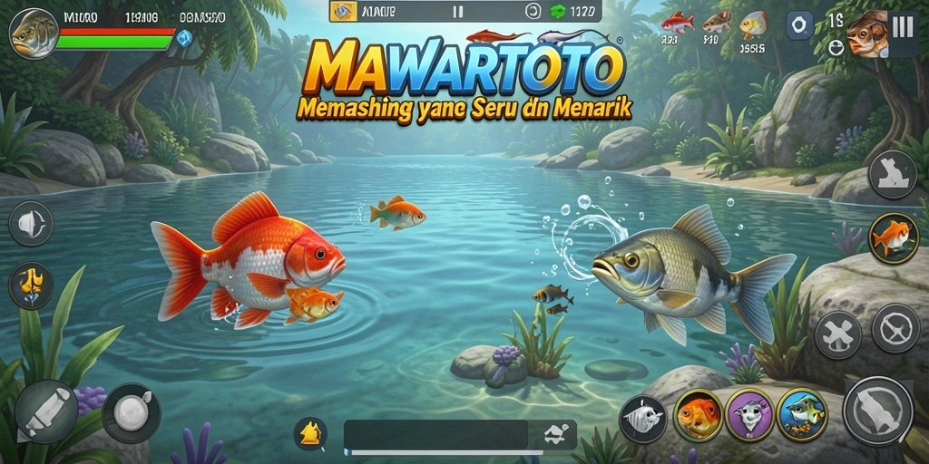 Tangkapan layar gameplay <strong>MAWARTOTO</strong> menampilkan suasana memancing yang seru dan menantang.