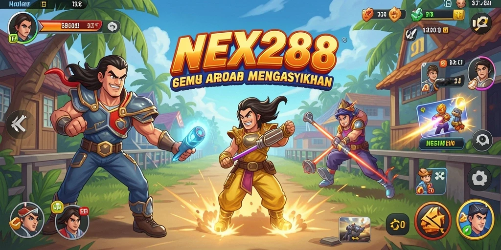 Tampilan gameplay NEX288 yang penuh warna dan dinamis.