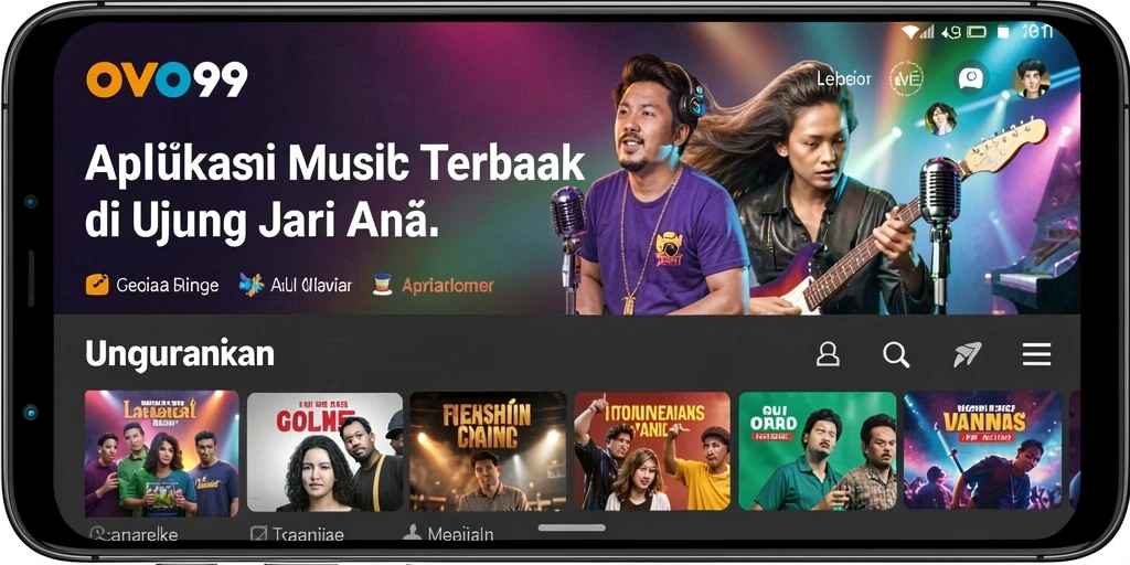 Tampilan gameplay OVO99 dengan fitur musik yang menarik.