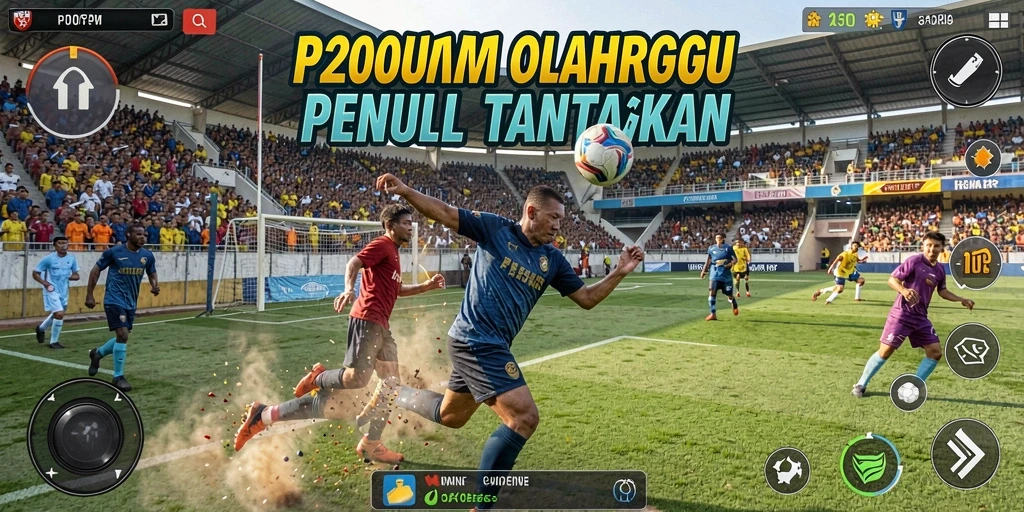 Tangkapan layar P200M menunjukkan aksi olahraga mendebarkan dalam permainan.