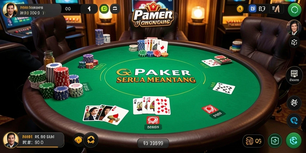 Tampilan gameplay poker yang mendebarkan dan penuh strategi.