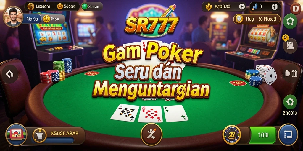 Tampilan gameplay seru dalam SR777 yang menunjukkan aksi poker.