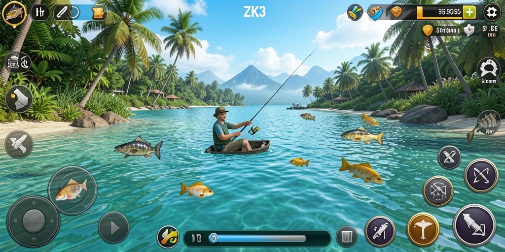 Gameplay menarik ZK3 dengan pengalaman memancing nyata.