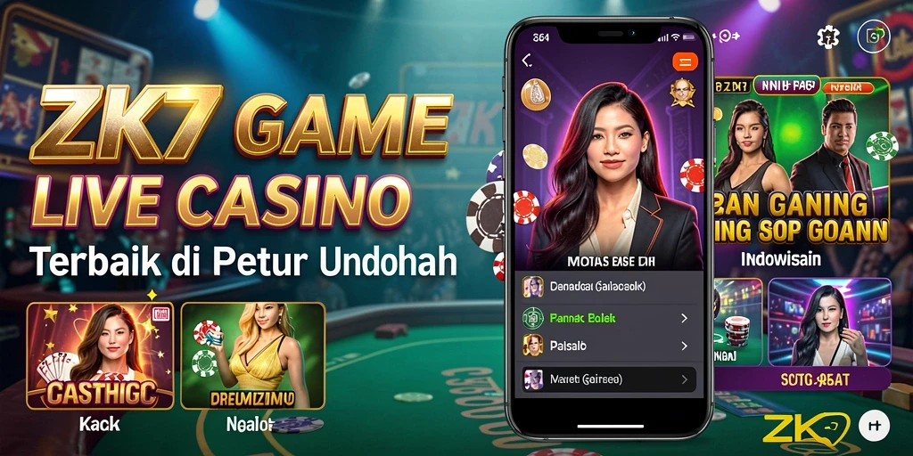 Screenshot ZK7 menampilkan gameplay Live Casino yang mengesankan.